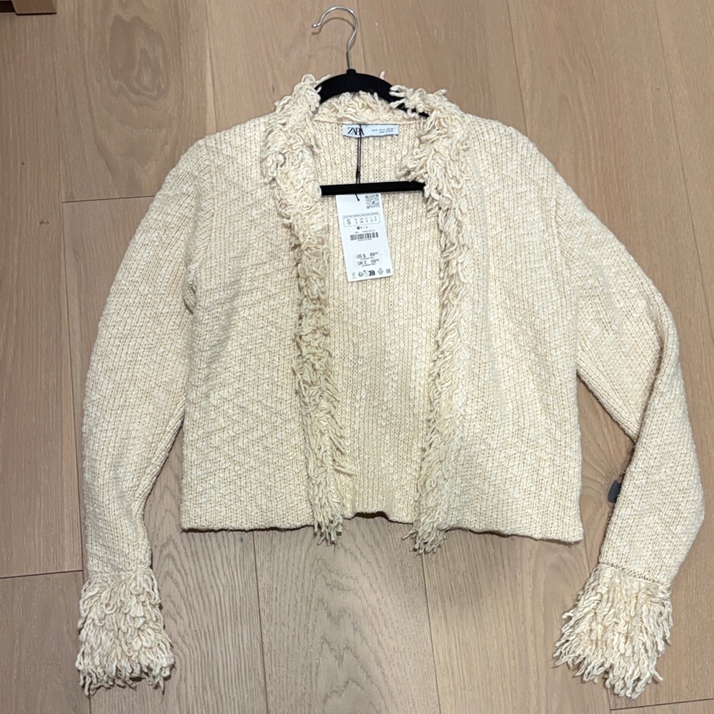 FAVE Zara Cream Fringe Cardigan